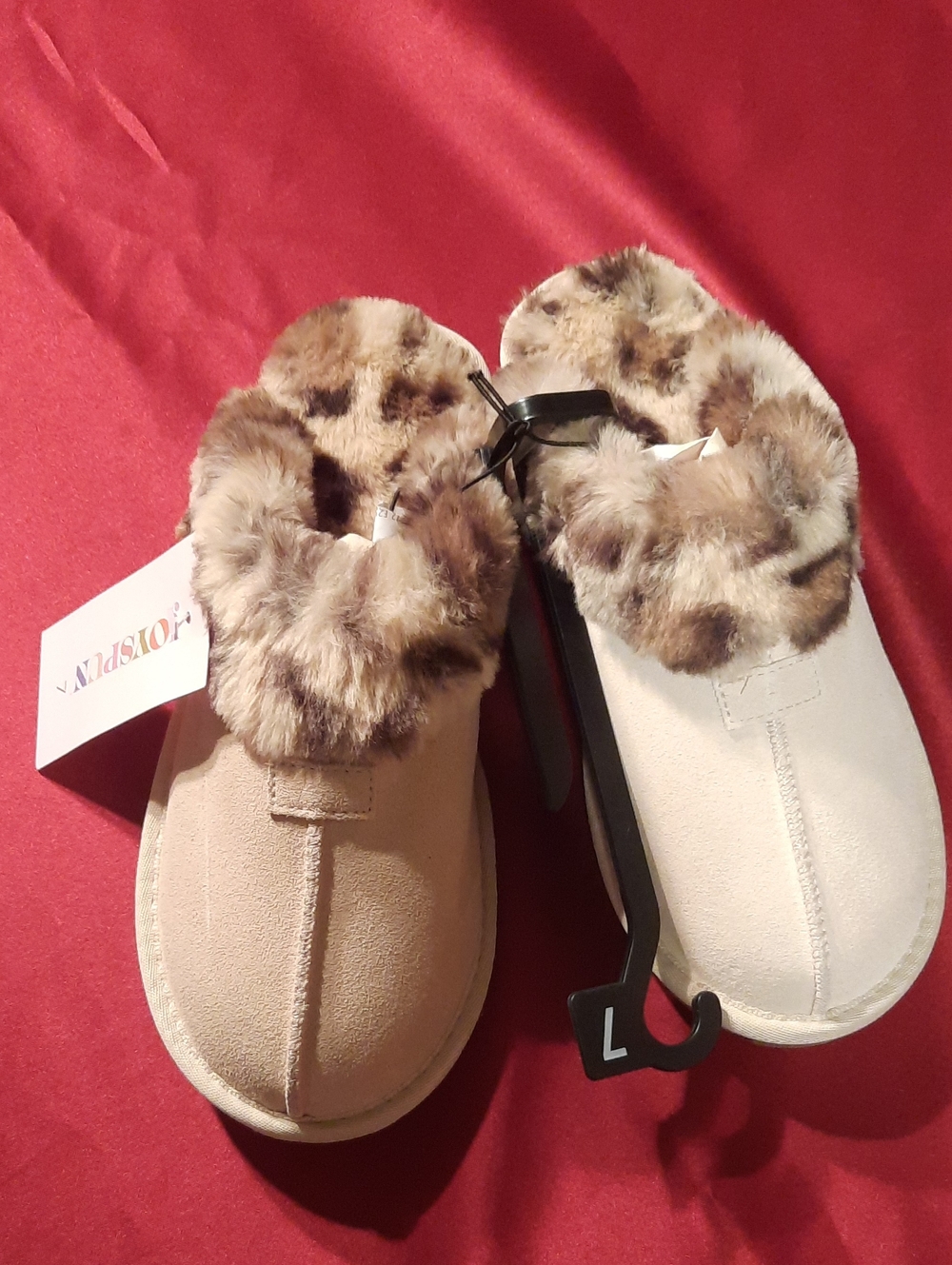 Cozy Faux-Leopard Fur Trim Slip-On Slippers for Women - Beige/Taupe